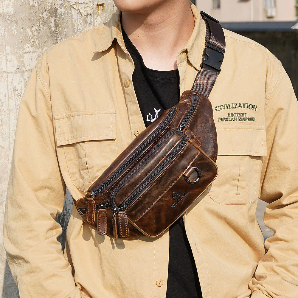 Men's Genuine Leather Mobile Business First Layer Men's Waist Packs