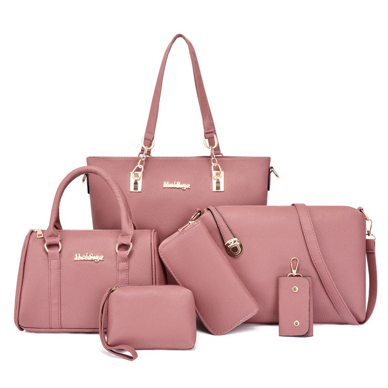 Spring Solid Color Litchi Pattern Mother Handbags
