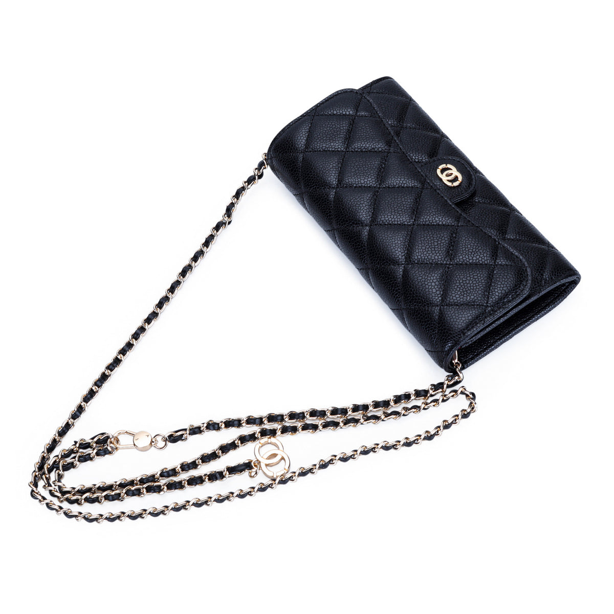 Women's Cowhide Caviar Long Large Capacity Clutch Rhombus Ladies Wallet