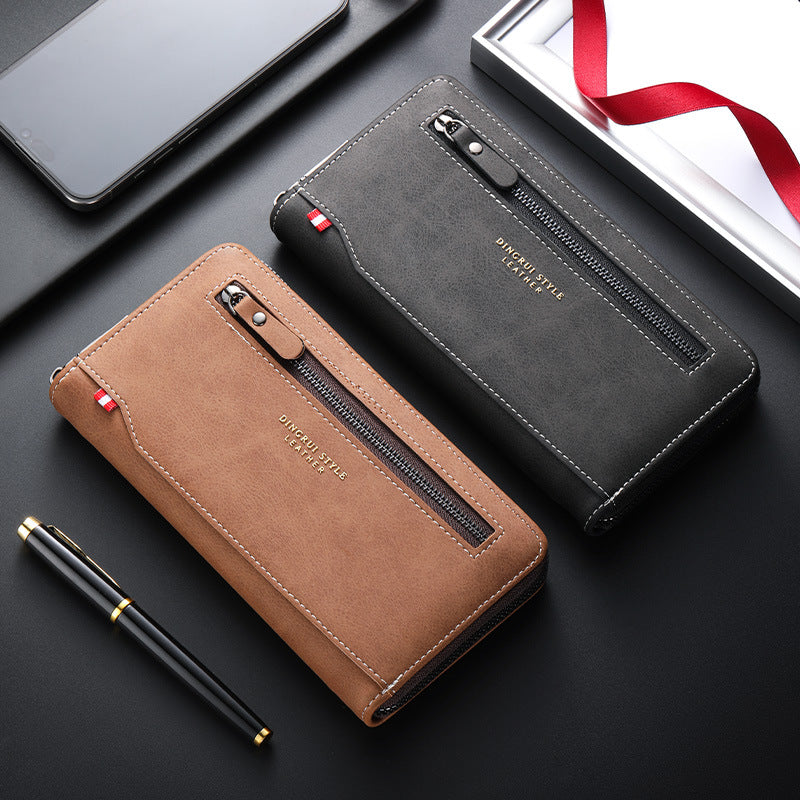 Men's Fashion Zipper Long Multiple Slots Large Men's Wallet