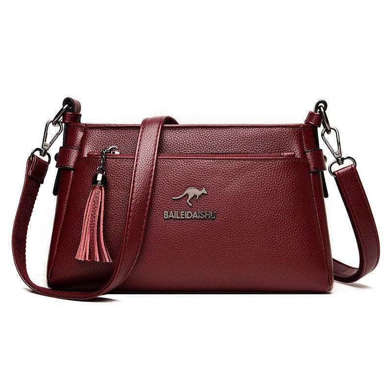 Women's Genuine Leather Tassel Trendy Korean Style Shoulder Bags