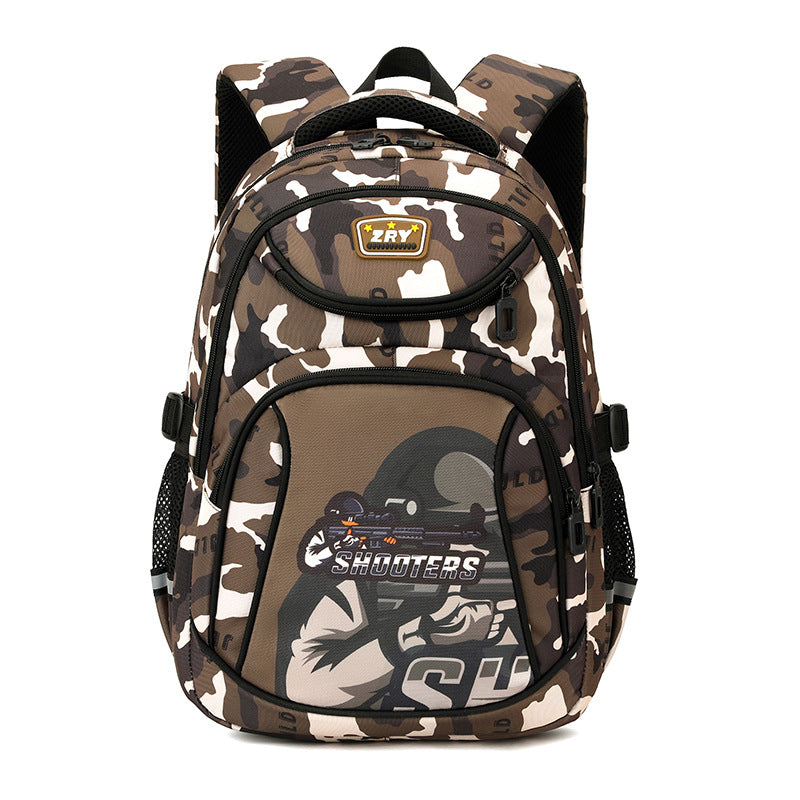 Fish Primary Boys Camouflage Large Capacity Elementary School Students' Schoolbags