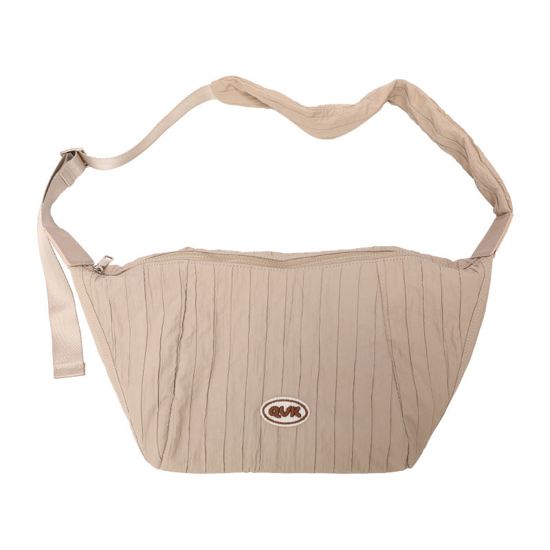Spring Korean Style Canvas Pleated Underarm Crossbody Bags