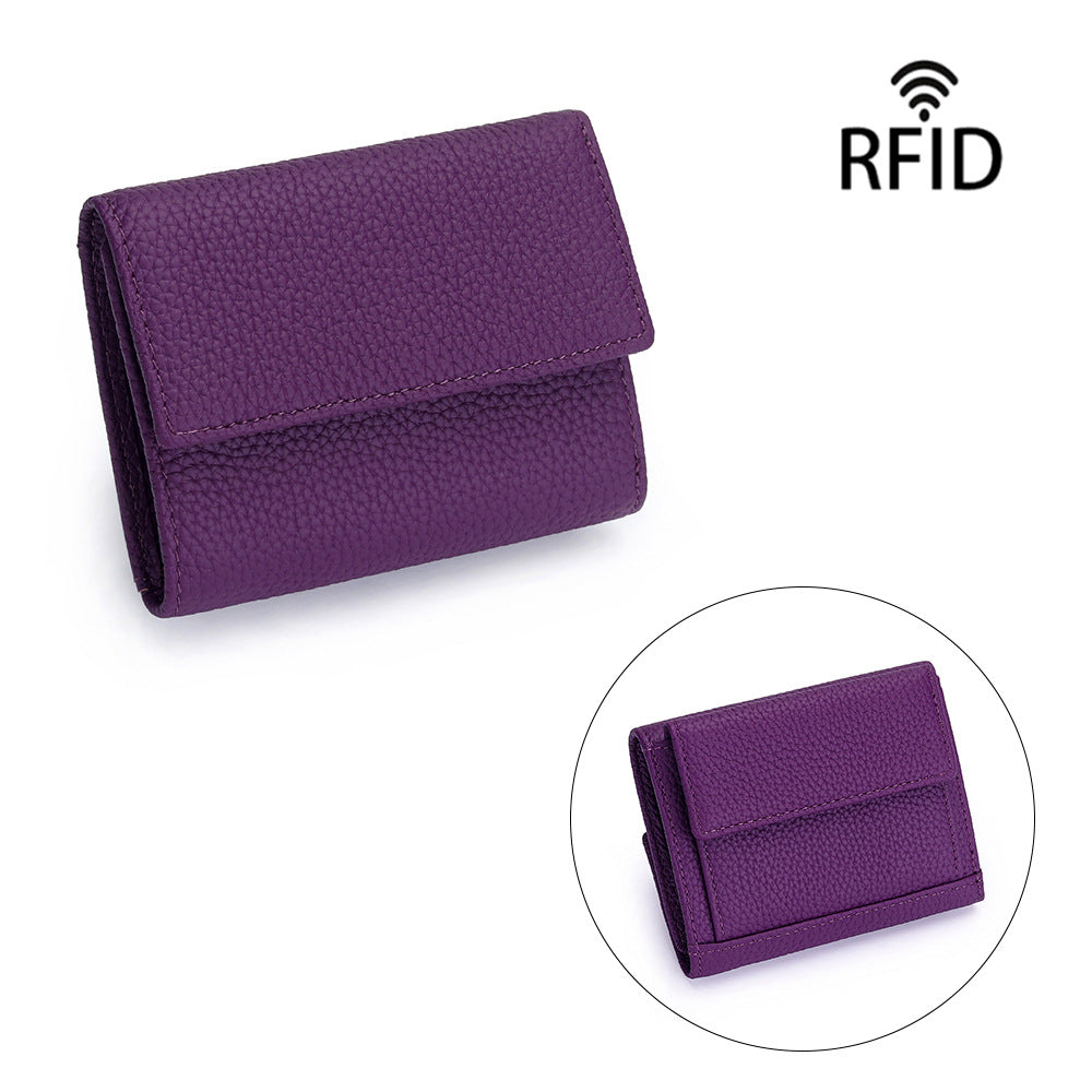 Women's First Layer Cowhide Short Genuine Leather Fashion Style Mini Ladies Wallet