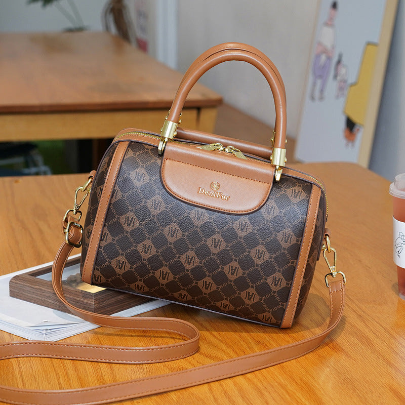 Women's Embossed Boston Fashion Large Capacity Portable Crossbody Bags