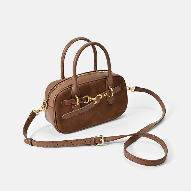Women's Bowling Genuine Leather Vintage Portable Boston Fashion Women's Messenger Bag