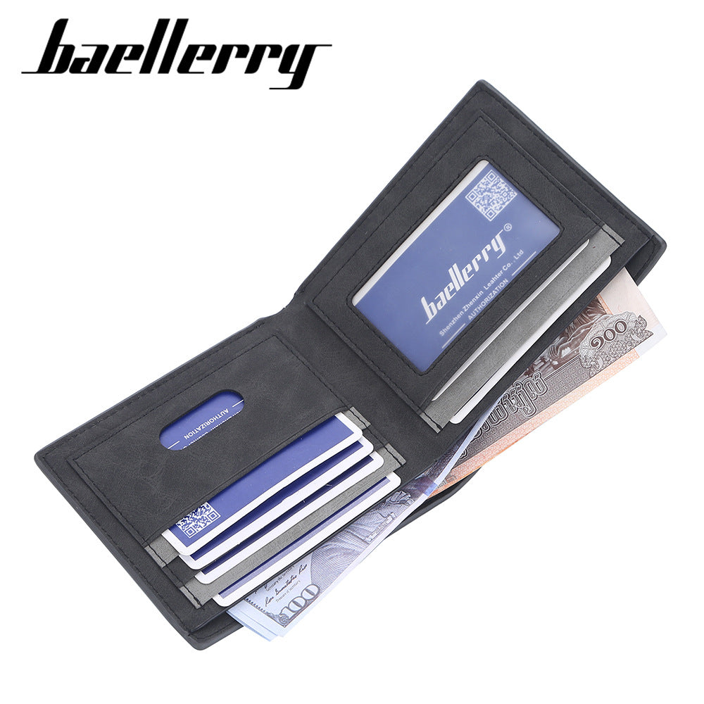 Men's Short Horizontal Multiple Slots Frosted Thin Card Holder