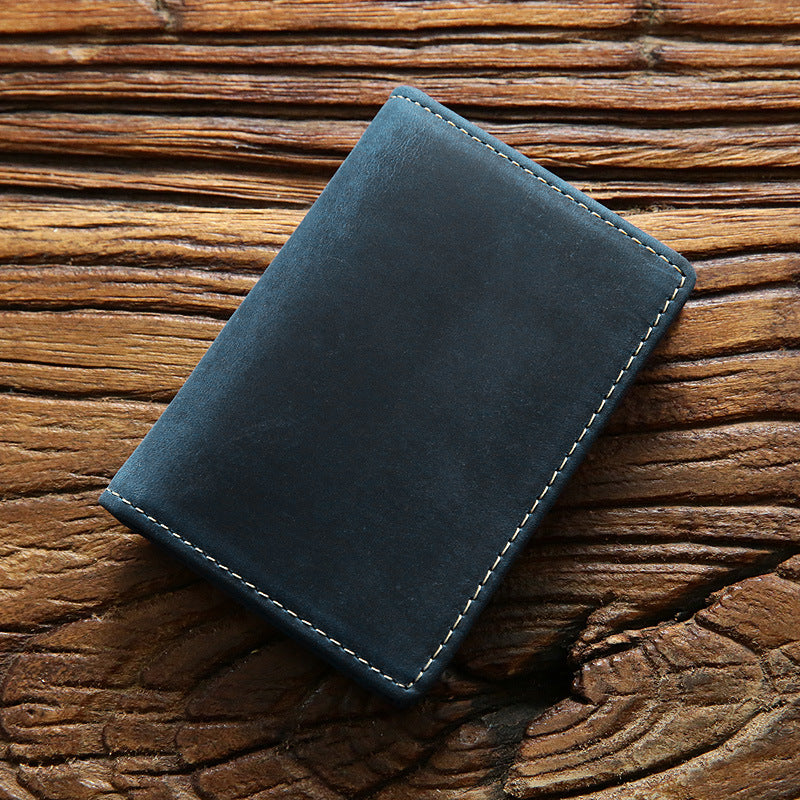 Men's Horse First Layer Cowhide Bank Short Genuine Card Holder