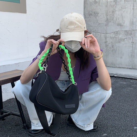 Macaron Female Fashion Grid Chain Large Shoulder Bags