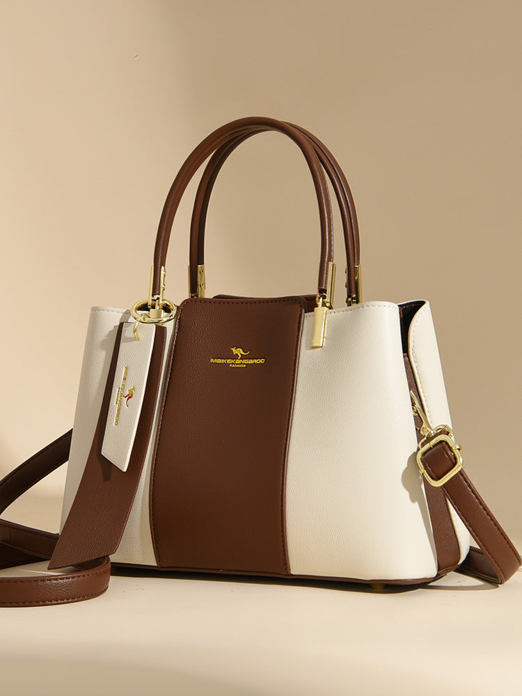 Women's Fashion Stitching Large Capacity Practical Temperament Handbags