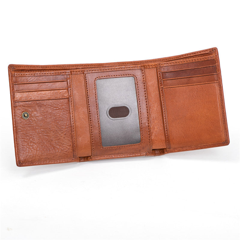 Men's Layer Cow Vegetable Tanned Leather Genuine Men's Wallets