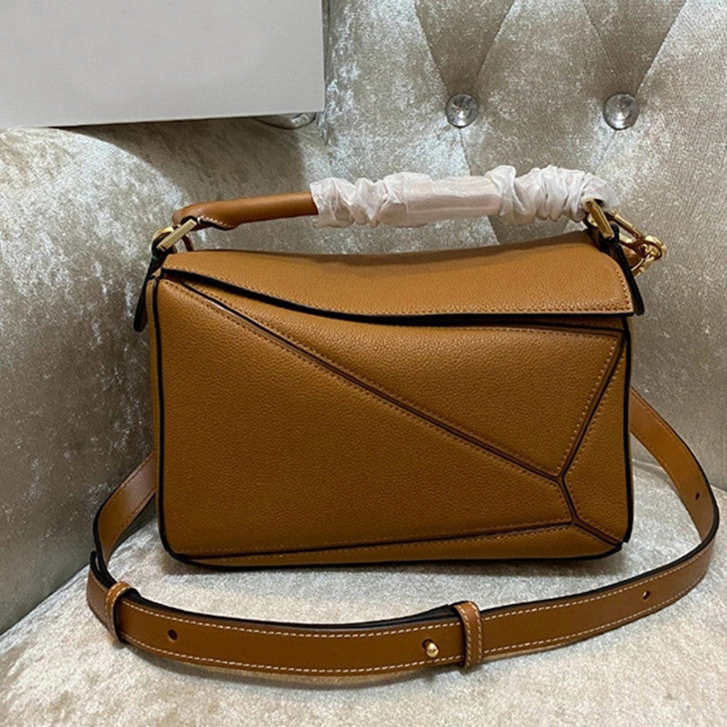 Geometric Fashion Portable Top Layer Litchi Grain Small Square Bags