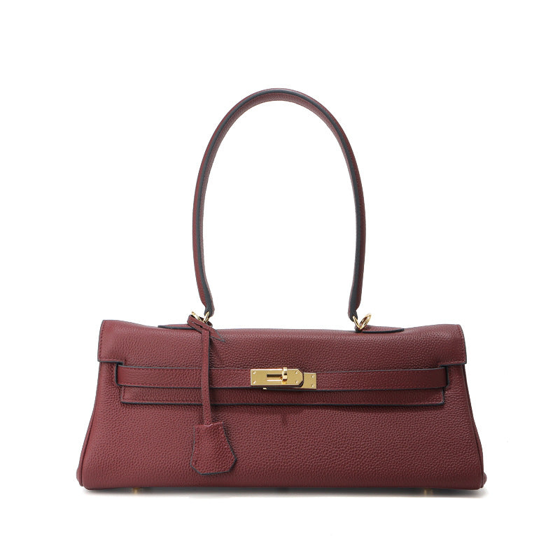 Women's Crosswise Large Size Callie Layer Cowhide Women's Shoulder Bag