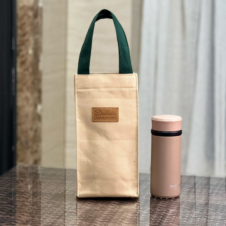 Simple Canvas Portable Water Cup Braised Thermos Women's Handbag