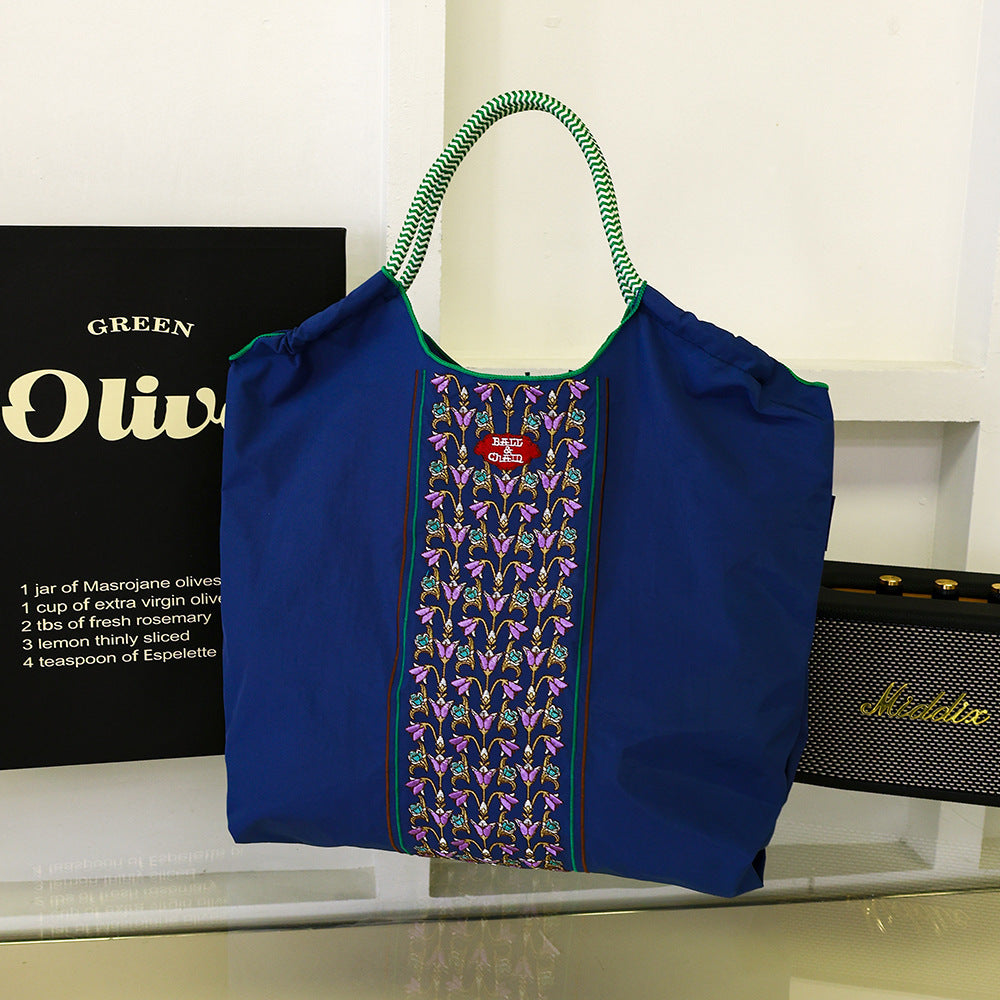 Thousand Needle Environmental Protection Waterproof Nylon Embroidery Fashion Large Capacity Women's Handbag