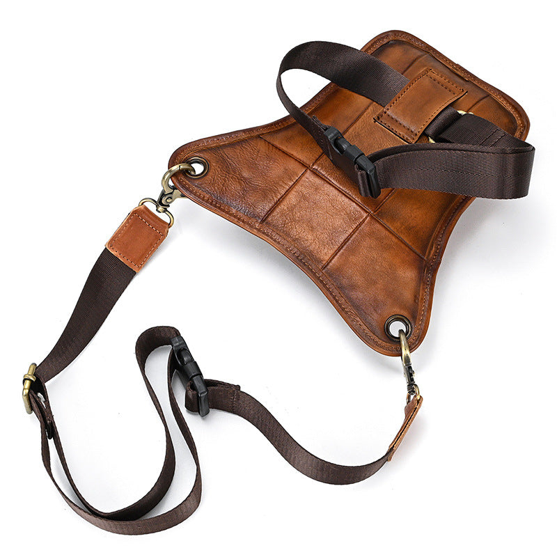 Men's Retro Vegetable Tanned Leather Trendy Cool Leg Men's Waist Packs