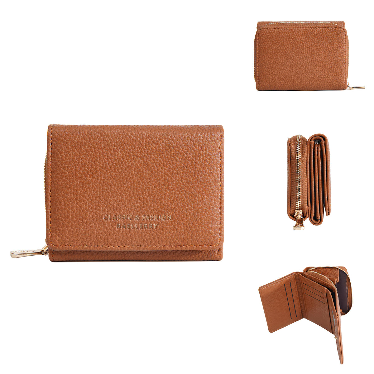 Women's Short Female Zipper Lychee Pattern Mini Coin Purses