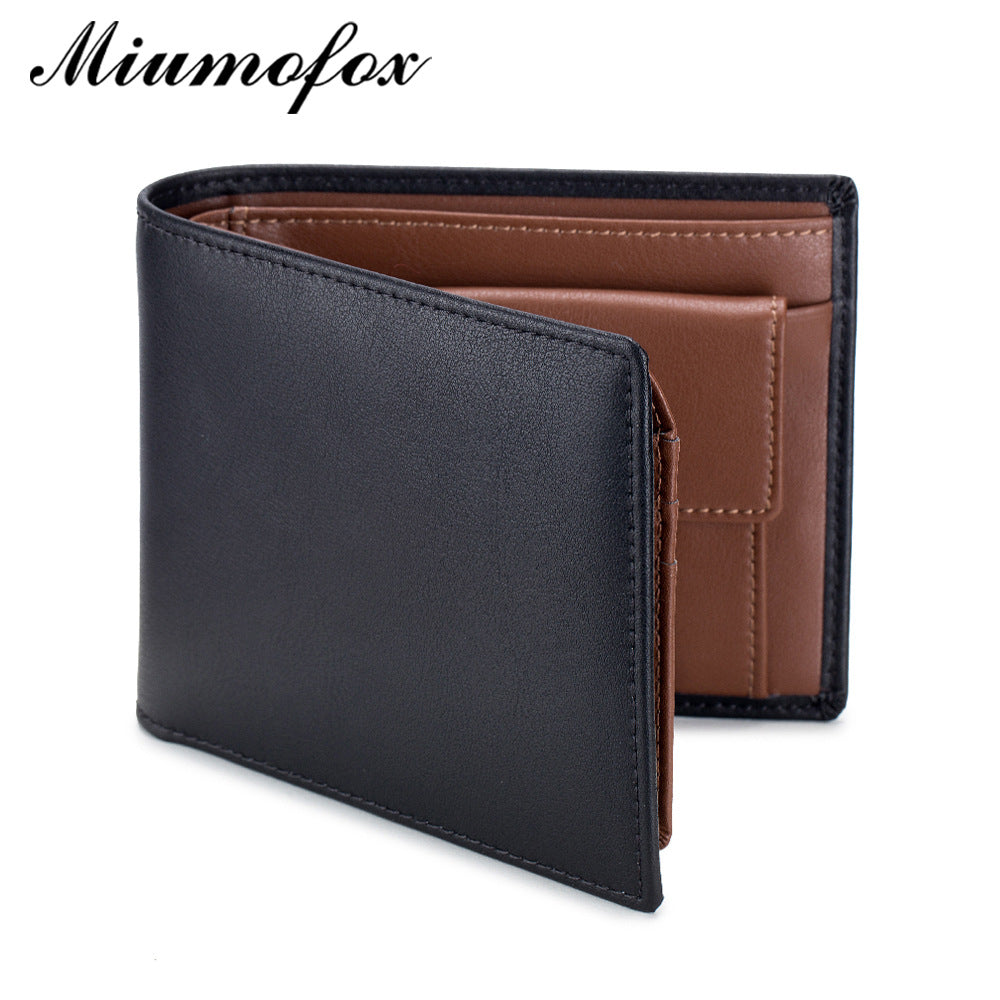 Durable Men's Genuine Leather Short Three-fold Men's Wallets