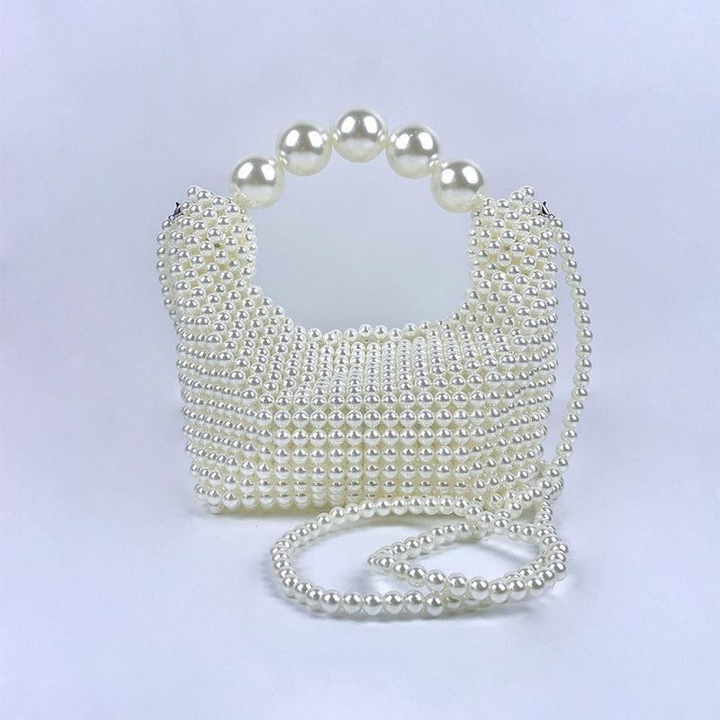 French Retro Hand-woven Large Pearl Elegant Handbags