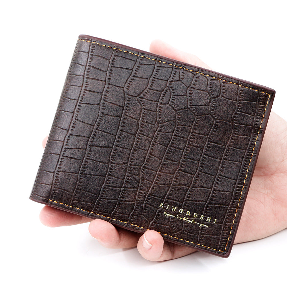 Men's Vintage Stone Pattern Multiple Slots Hinge Men's Wallet