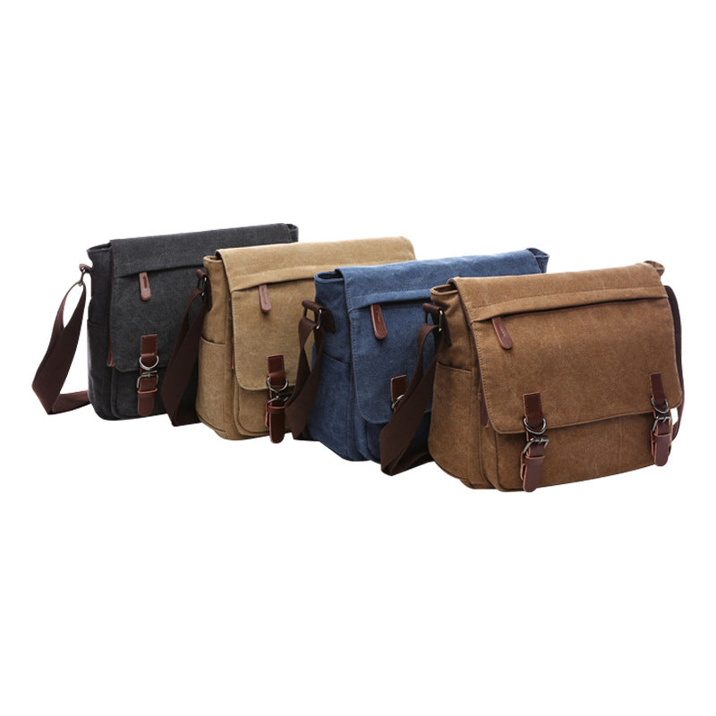Men's Korean Style Trendy Computer Neutral Canvas Men's Shoulder Bags
