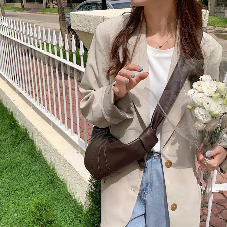 Women's Niche Lazy Feeling Sheepskin Pattern Can Be Praised Croissant Women's Messenger Bag