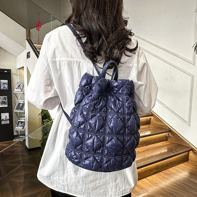 Women's Drawstring Ruffle Cloud Fashion Bubble Down Shoulder Bags