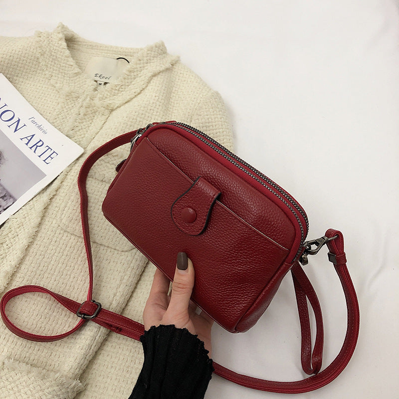 Women's Cattlehide Leather Surface Mini Simple Mom Crossbody Bags