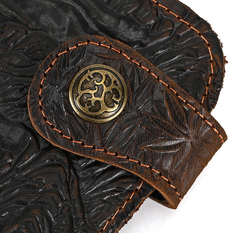 Men's Crazy Horse Leather Long Genuine Iron Men's Wallets