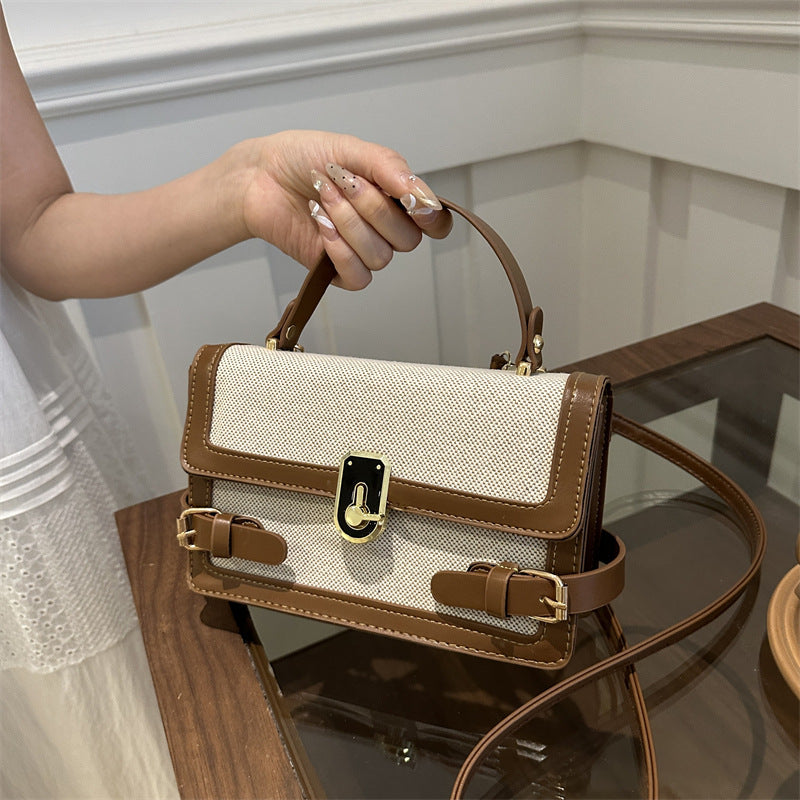 Trendy Contrast Color Western Style Portable Women's Shoulder Bag