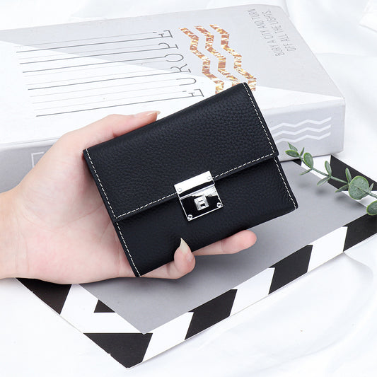 Women's Pure Top Layer Cowhide Short Fashion Ladies Wallets
