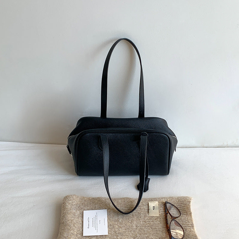 Women's Soft Leather Simple Boston High-grade Korean Style Bags