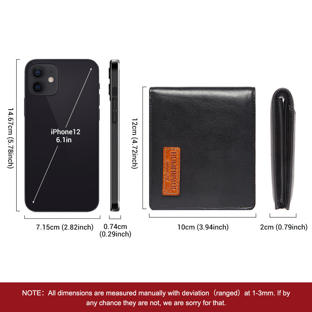 Layer Cowhide With Hole Leather For Men's Wallets