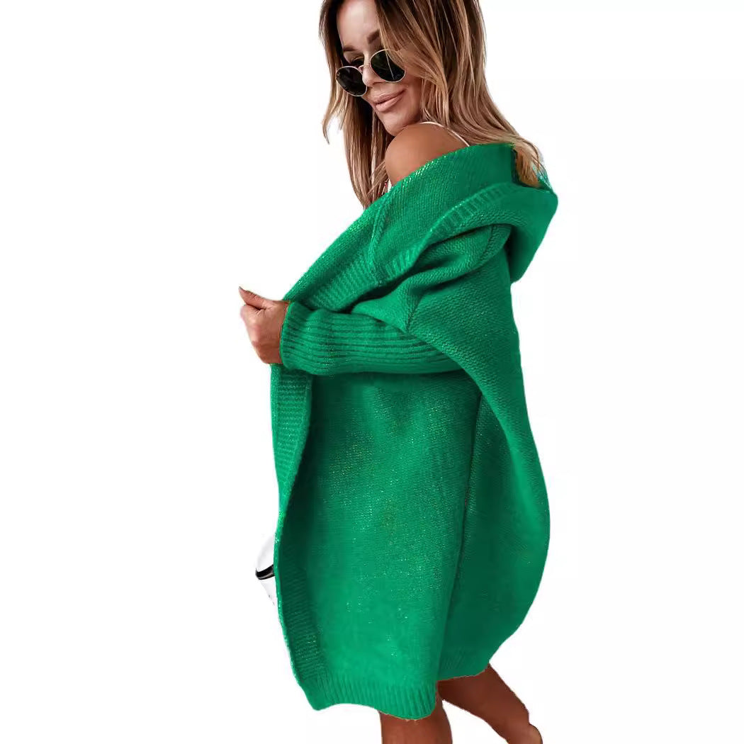 Bat Sleeved Soft Loose Back Stitching Knitwear