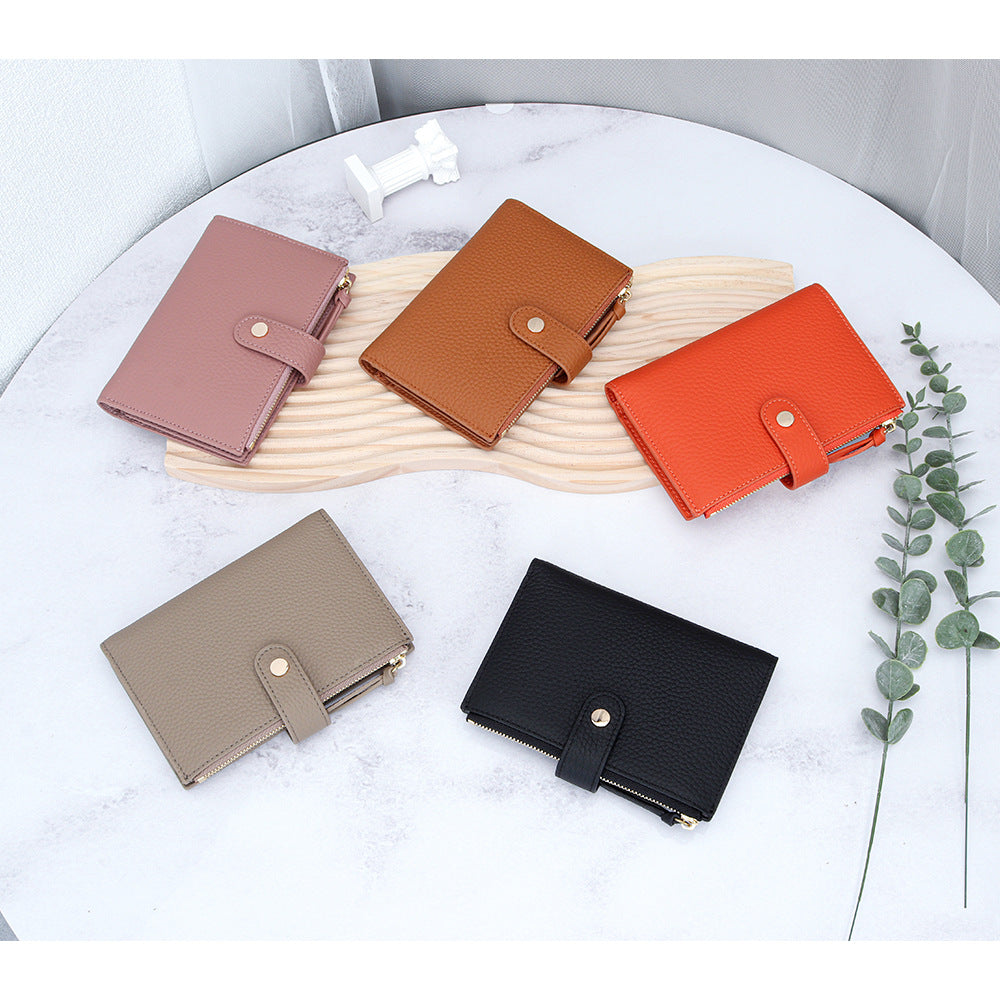 Women's Leather Large Capacity Multiple Slots Short Cattlehide Fashion Ladies Wallet