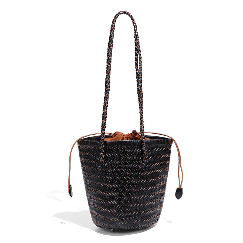 Women's Leather First Layer Cowhide Vegetable Basket Bags