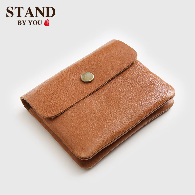 Women's & Men's Handmade Retro First Layer Cowhide Short Leather And Ladies Wallets