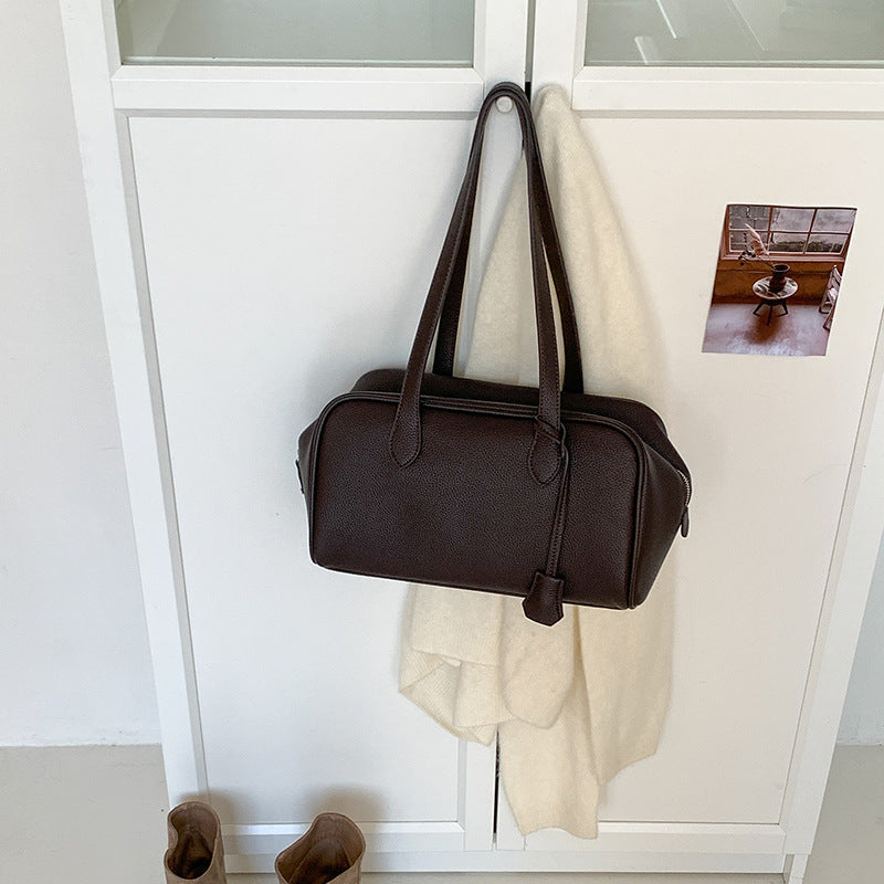 Women's Soft Leather Simple Boston High-grade Korean Style Bags