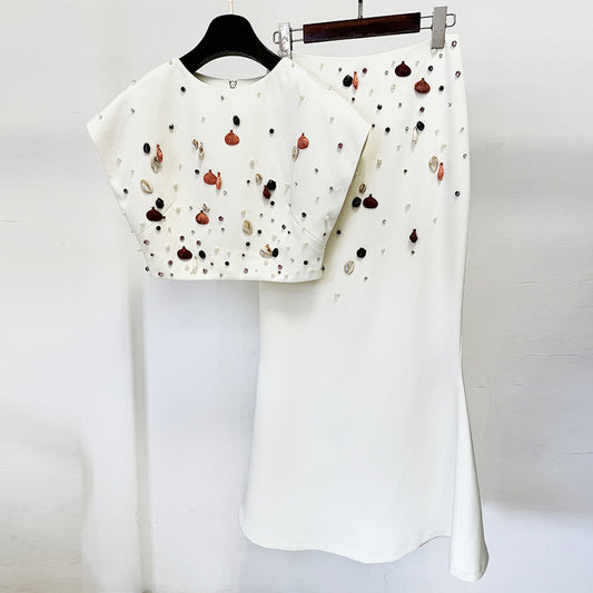 Fashion Shell Beads Rhinestones Fishtail Mid-length Suits