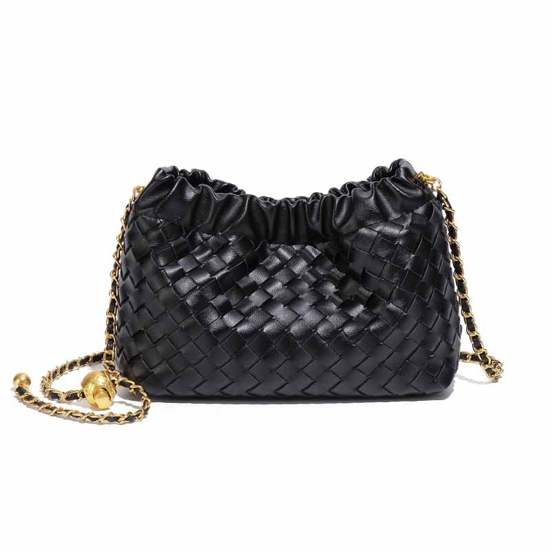 Women's Pleated Cloud Fashion Golden Ball Hand-woven Bags