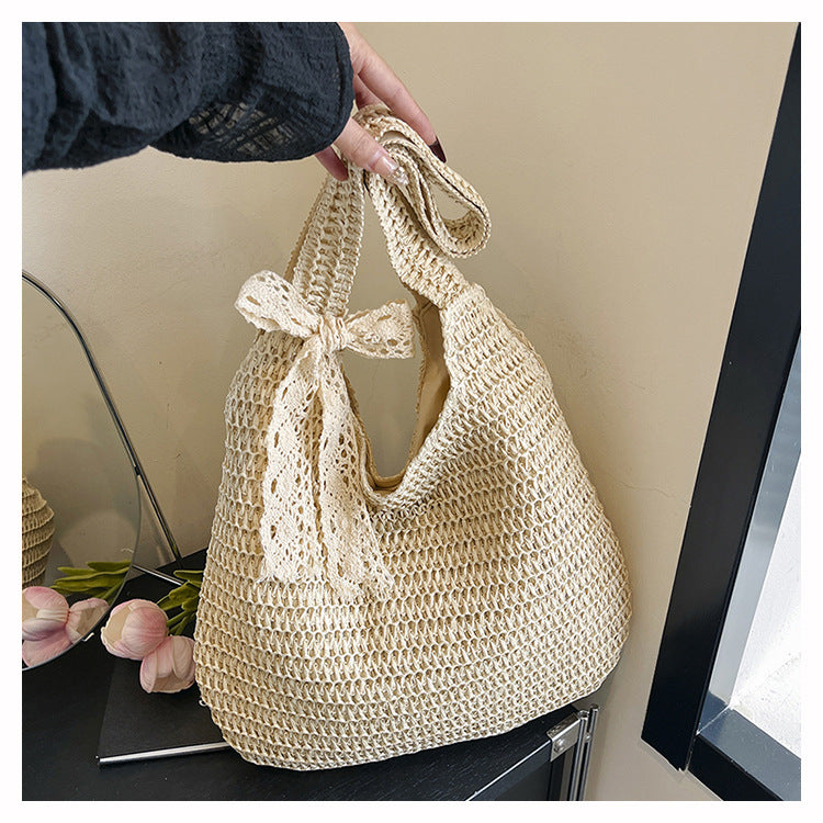 Women's Straw Silk Scarf Personality Trendy Vacation Style Large Capacity Shoulder Bags