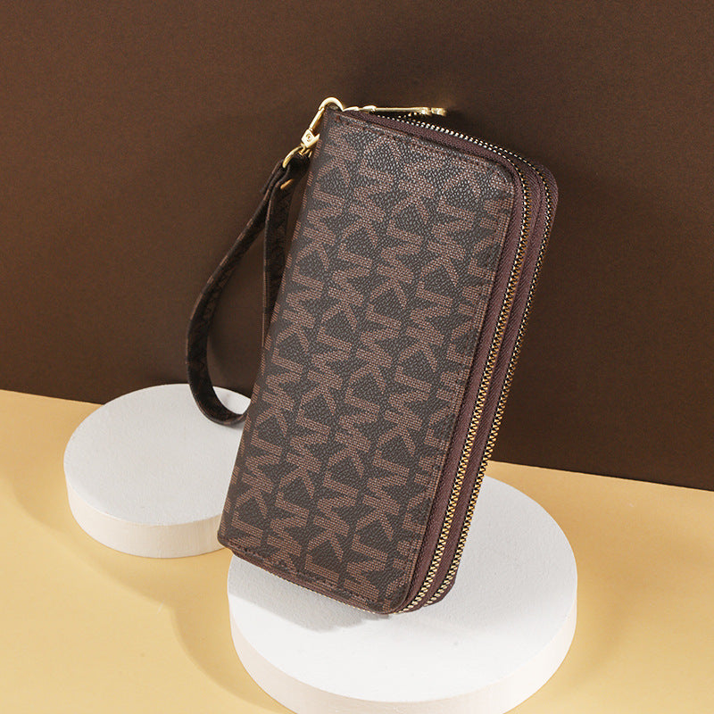 Women's Long Double Zip Clutch Printed Large Capacity Phone Bags