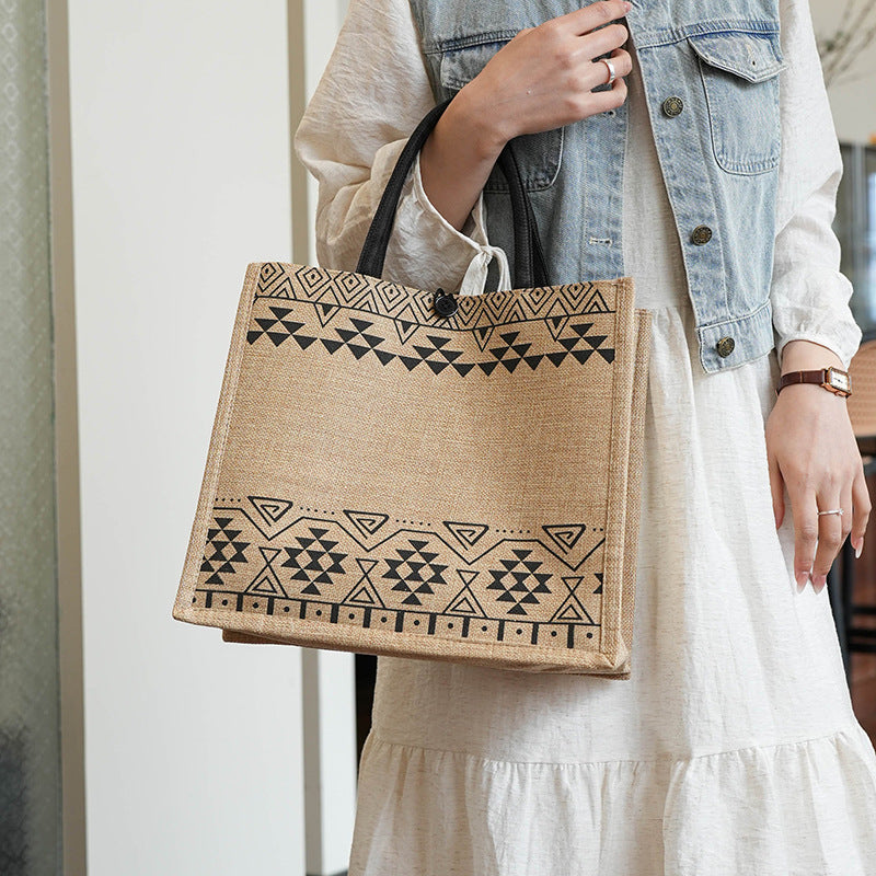 Large Capacity Versatile Summer Linen Fashion Tote Bags