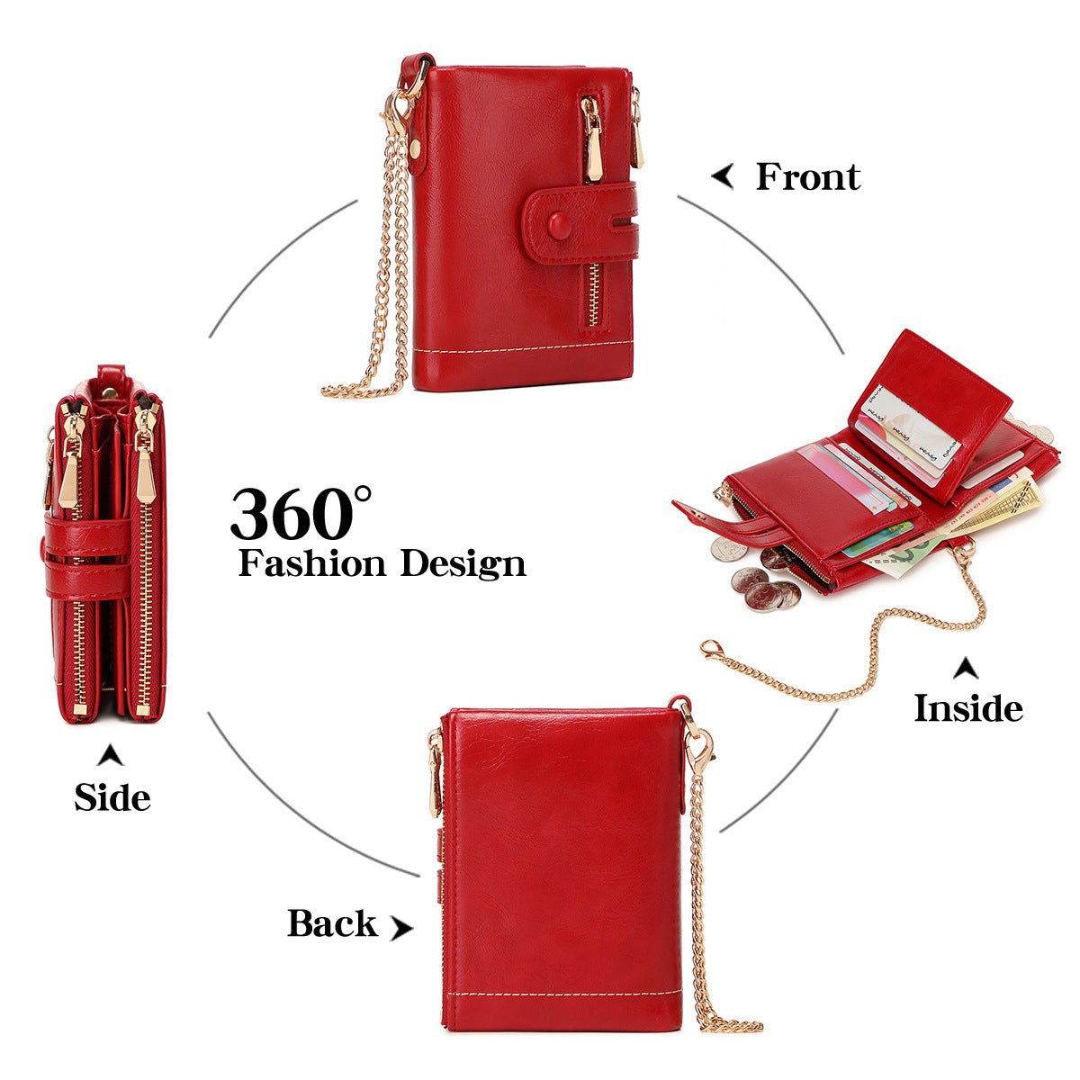 Women's Fashion With Detachable Large Capacity Double Ladies Wallet
