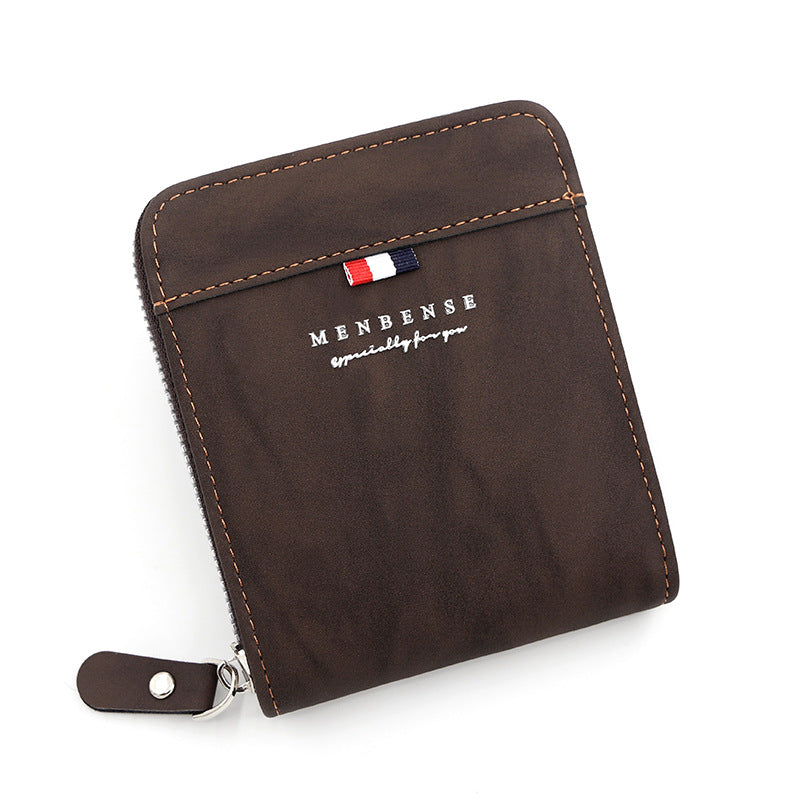Men's Large Capacity Zipper Frosted Short Scarf Men's Wallet