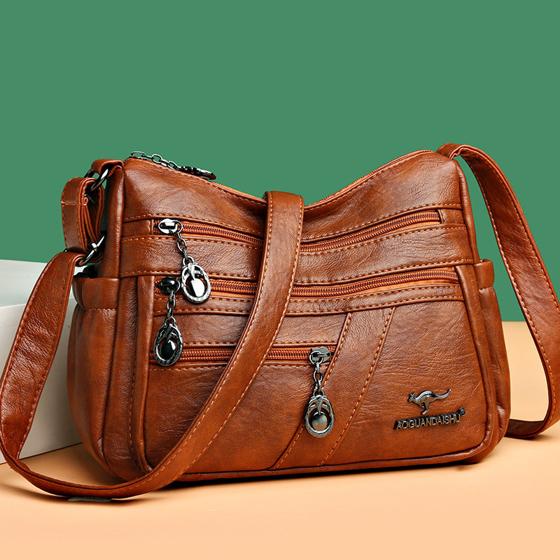 Women's For Mom Soft Leather Textured Simple Women's Messenger Bag