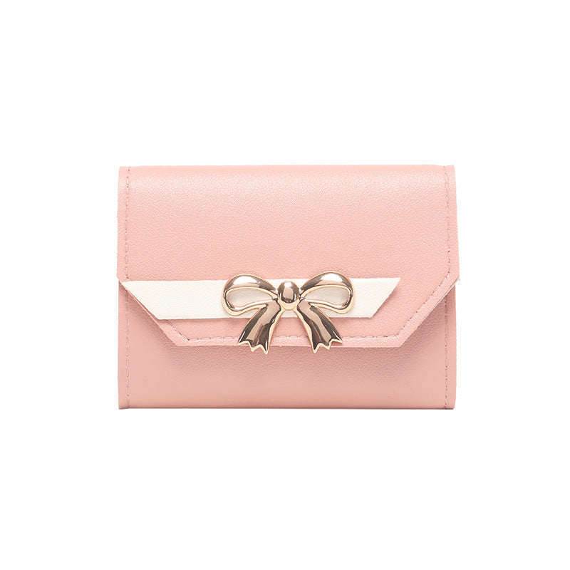 Women's Bow Short Three-fold Button Mini Cheap Bags