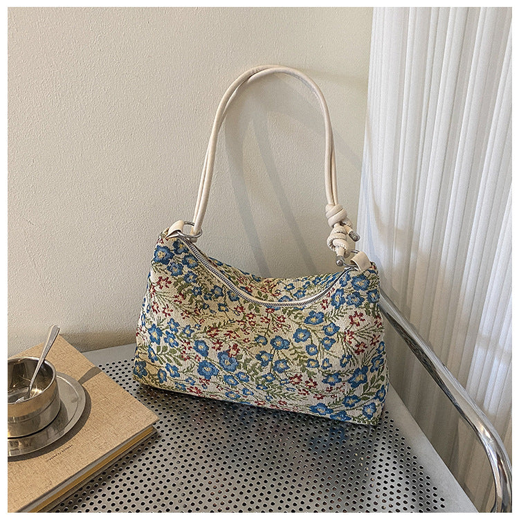Underarm Autumn Ethnic Style Flower Fashion Women's Shoulder Bag