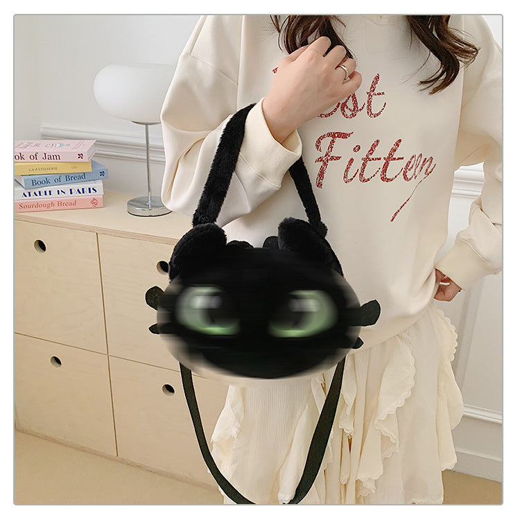 High Plush Cartoon Cute Toothless Big Head Women's Messenger Bag