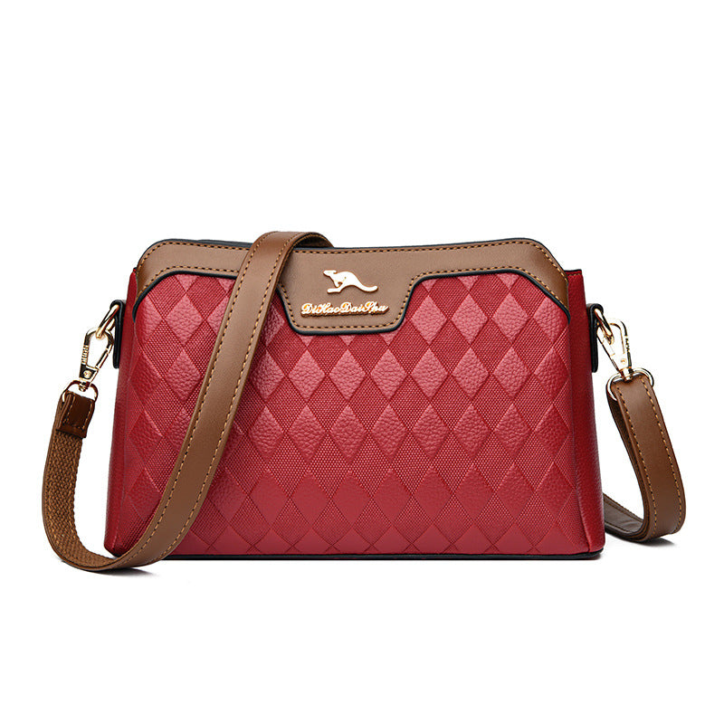 Women's High-grade Contrast Color Versatile Rhombus Large Crossbody Bags
